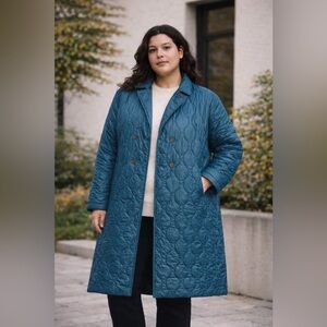 J. Jill Blue Quilted Puffer Jacket